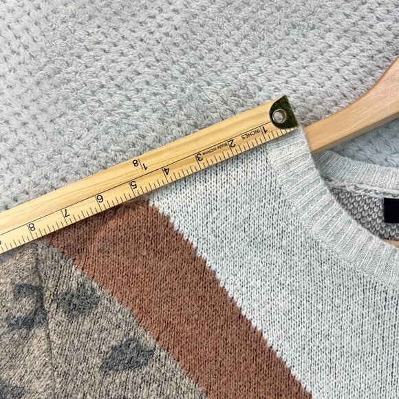 Lulus Womens Sweater Chevron Leopard Print Crewneck Relaxed Oversized Cozy Small - Picture 11 of 13